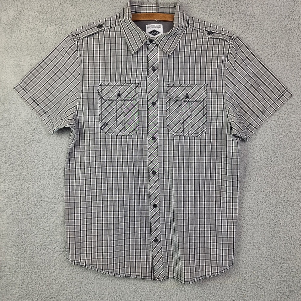 Dravus‎ Shirt Mens Large Plaid Short Sleeve Button Up Built For Wear Casual Work